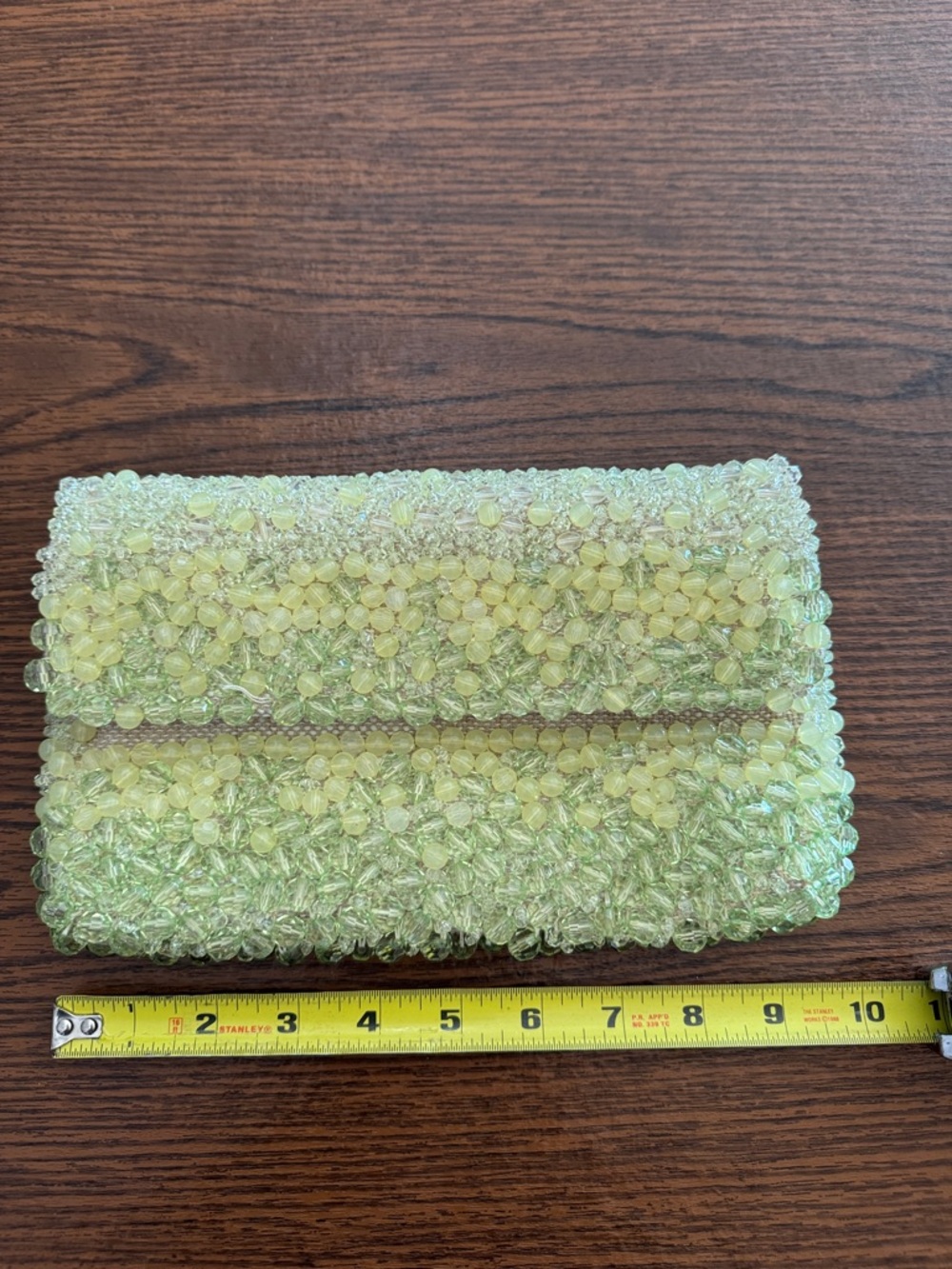 Vintage Banana Republic Beaded Clutch in Pale Lemon-Green. Fully beaded